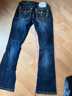 Miss Me Dark Blue Flared Jeans with Embellished Back Pockets